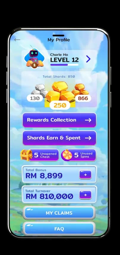 loyalty club vip app user ranking screen for Winbox player